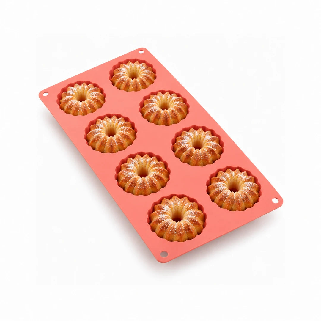 BEST Silicone Muffin Tray - 8 Cup | Green, Brown & Pink