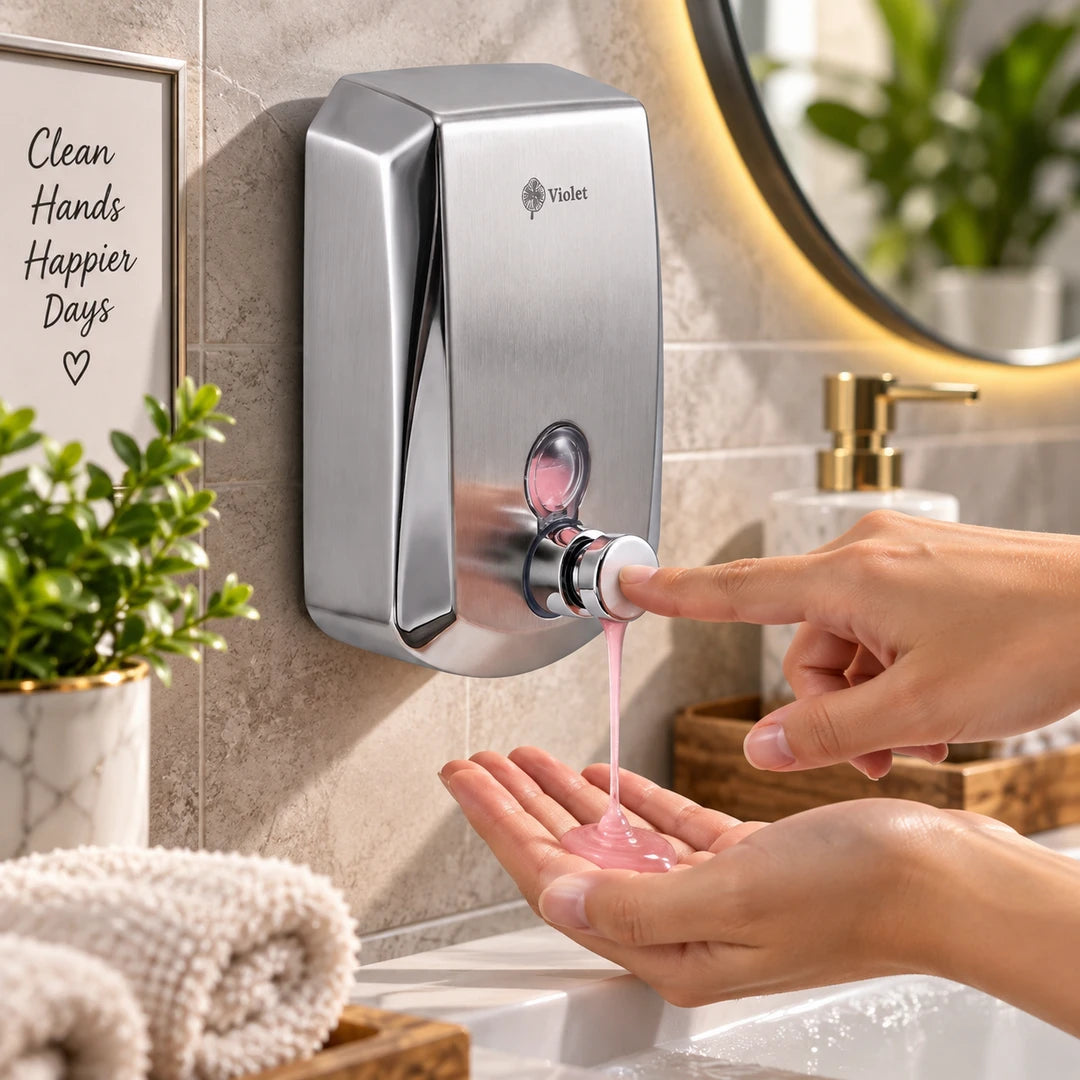 Crest Violet Metal Soap Dispenser