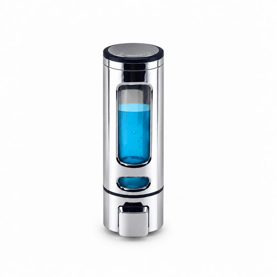 Crest Violet Soap Dispenser | Bottle Shaped | Silver & Black