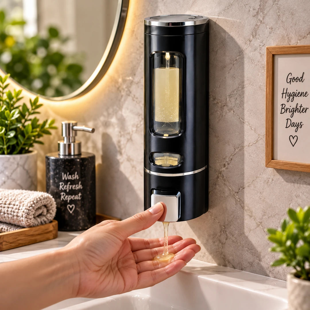Crest Violet Soap Dispenser | Bottle Shaped | Silver & Black