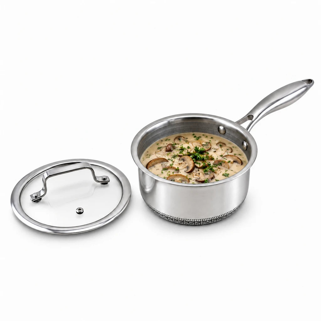 9TNINE Laser Coating Stainless Steel Sauce Pan | 18 & 20 Cm