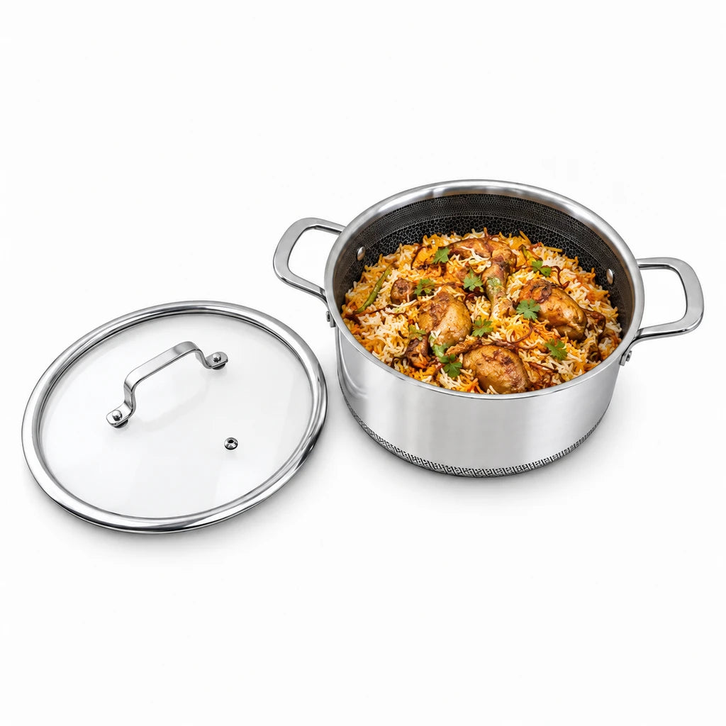 9TNINE Laser Coating Stainless Steel Cooking Pot | 28 & 30 Cm
