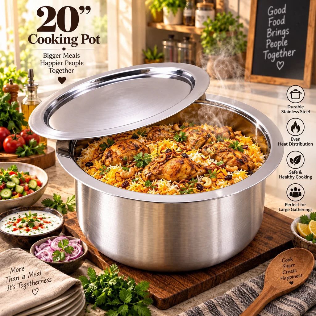 Stainless Steel Cooking Pot With Lid | 20 Inch