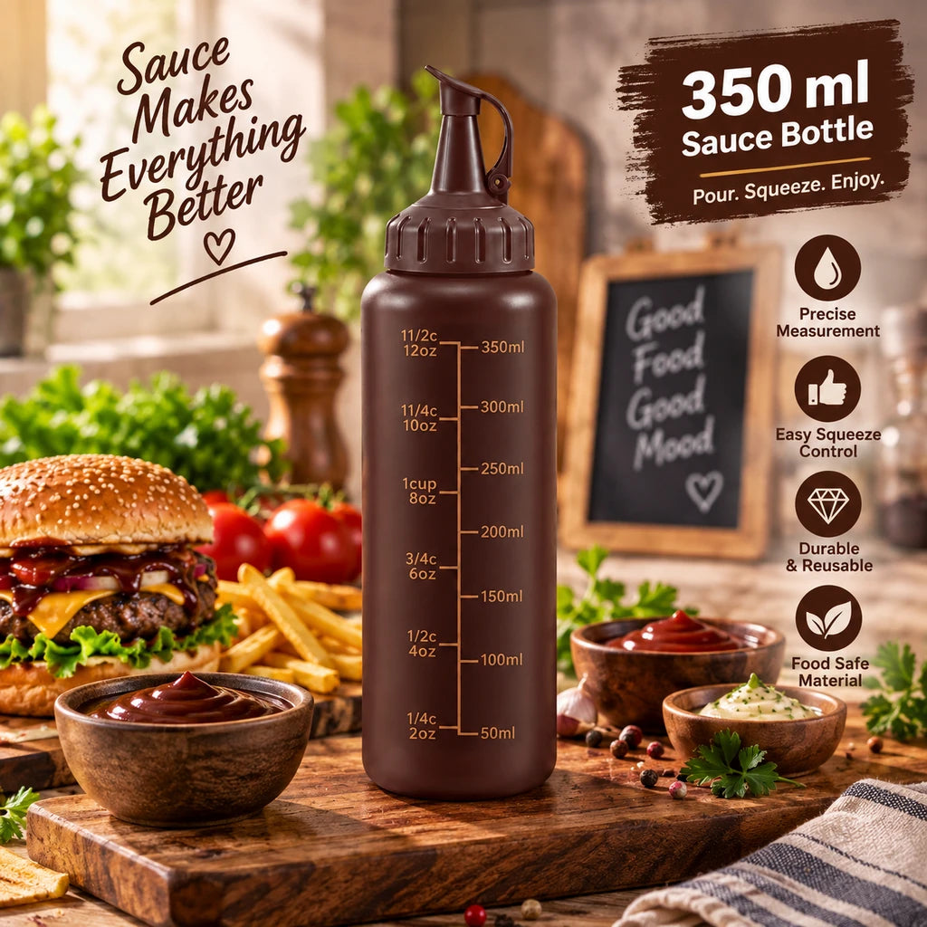 Ziba Plastic Sauce Bottle - 350 ML | Brown