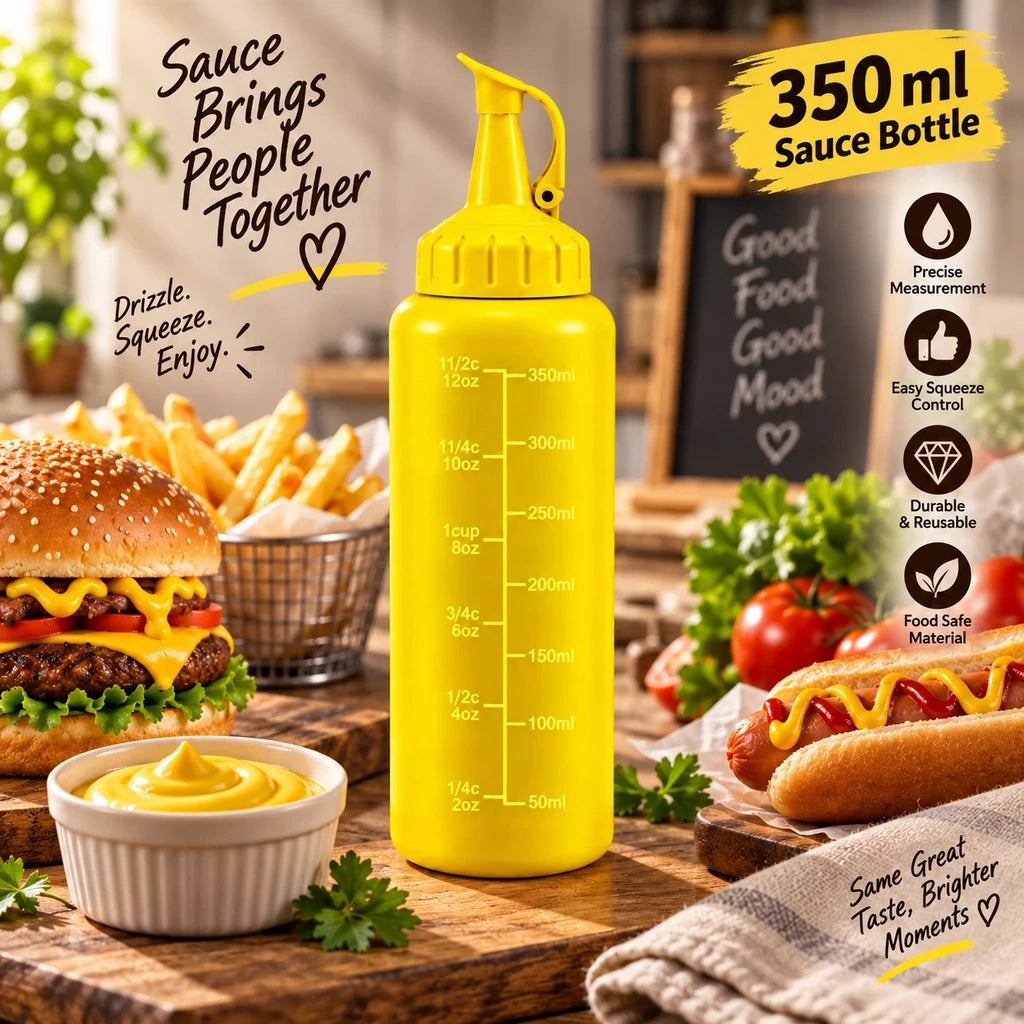 Ziba Plastic Sauce Bottle - 350 ML | Yellow
