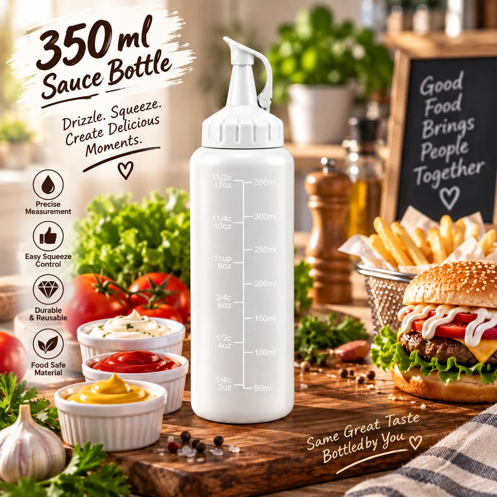 Ziba Plastic Sauce Bottle - 350 ML | White