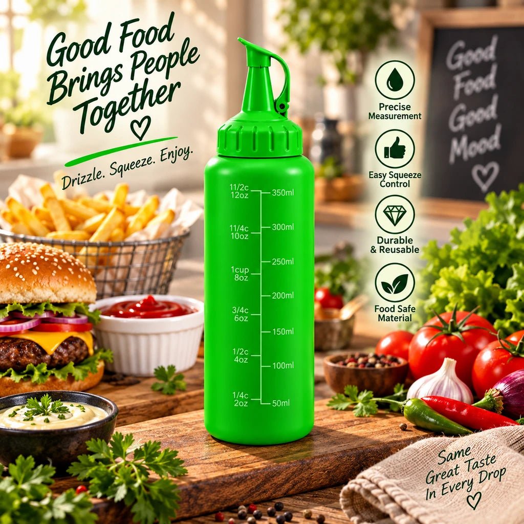Ziba Plastic Sauce Bottle - 350 ML | Green