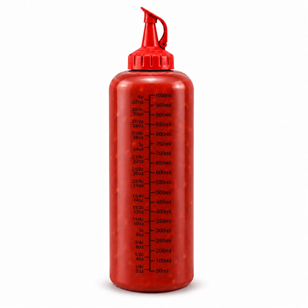 Ziba Plastic Sauce Bottle - 1000 ML | Red