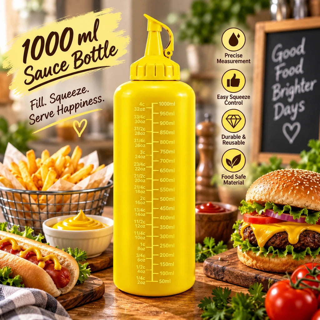Ziba Plastic Sauce Bottle - 1000 ML | Yellow