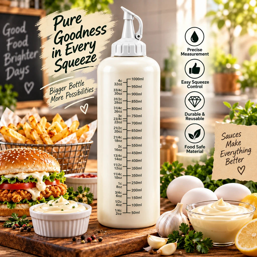Ziba Plastic Sauce Bottle - 1000 ML | White