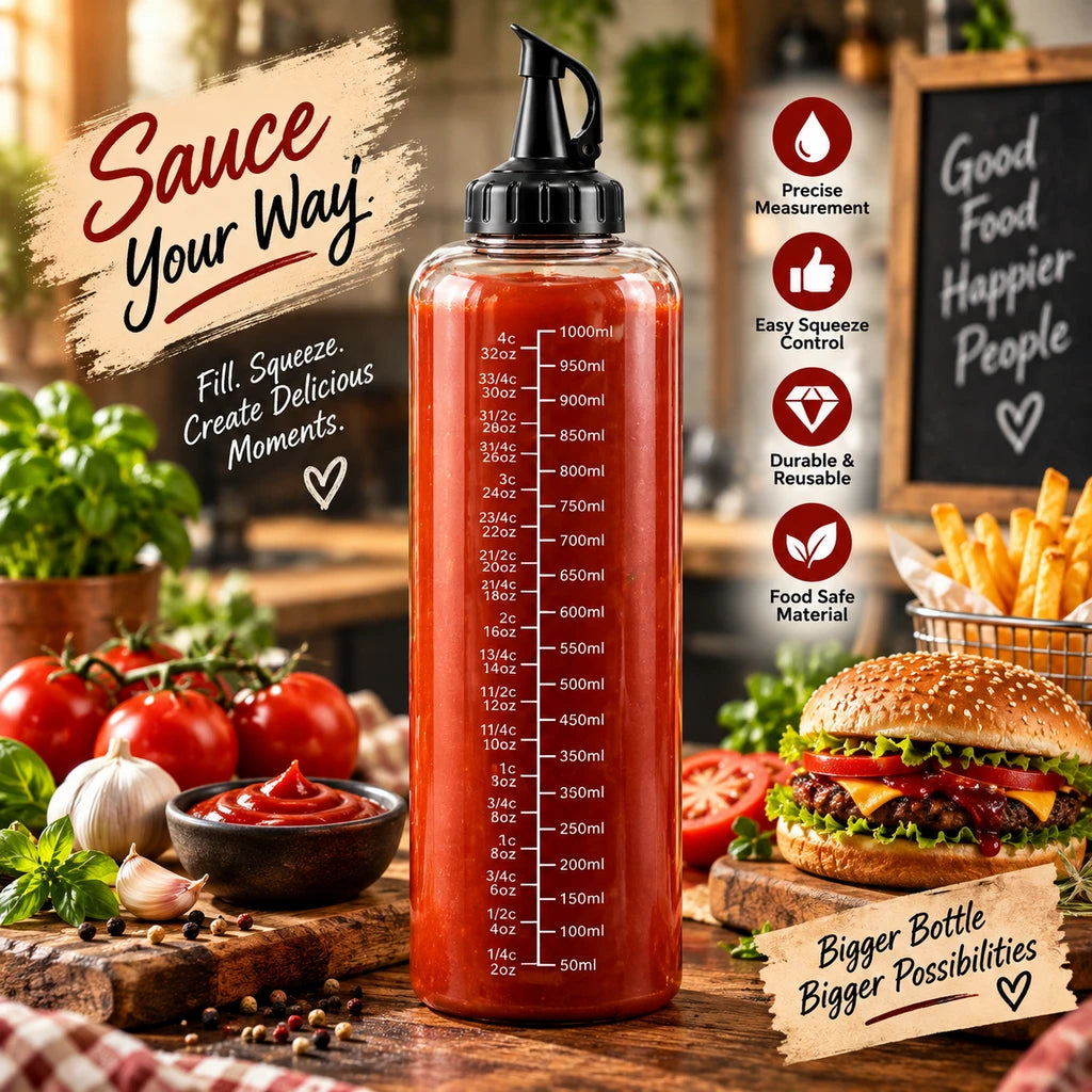 Ziba Plastic Sauce Bottle - 1000 ML | Transparent
