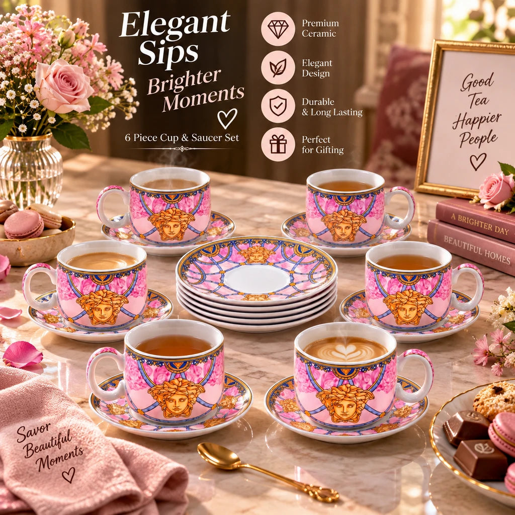Versace 12-Piece Cup & Saucer Set With Gift Box