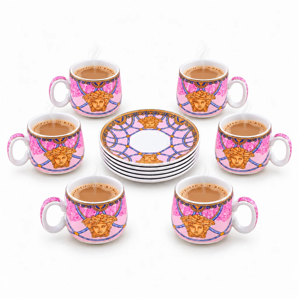 Versace 12-Piece Cup & Saucer Set With Gift Box