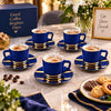 UK Parliament 12-Piece Cup and Saucer Set | Blue & Gold