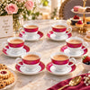Royale 12-Piece Cup and Saucer Set | Magenta & Gold