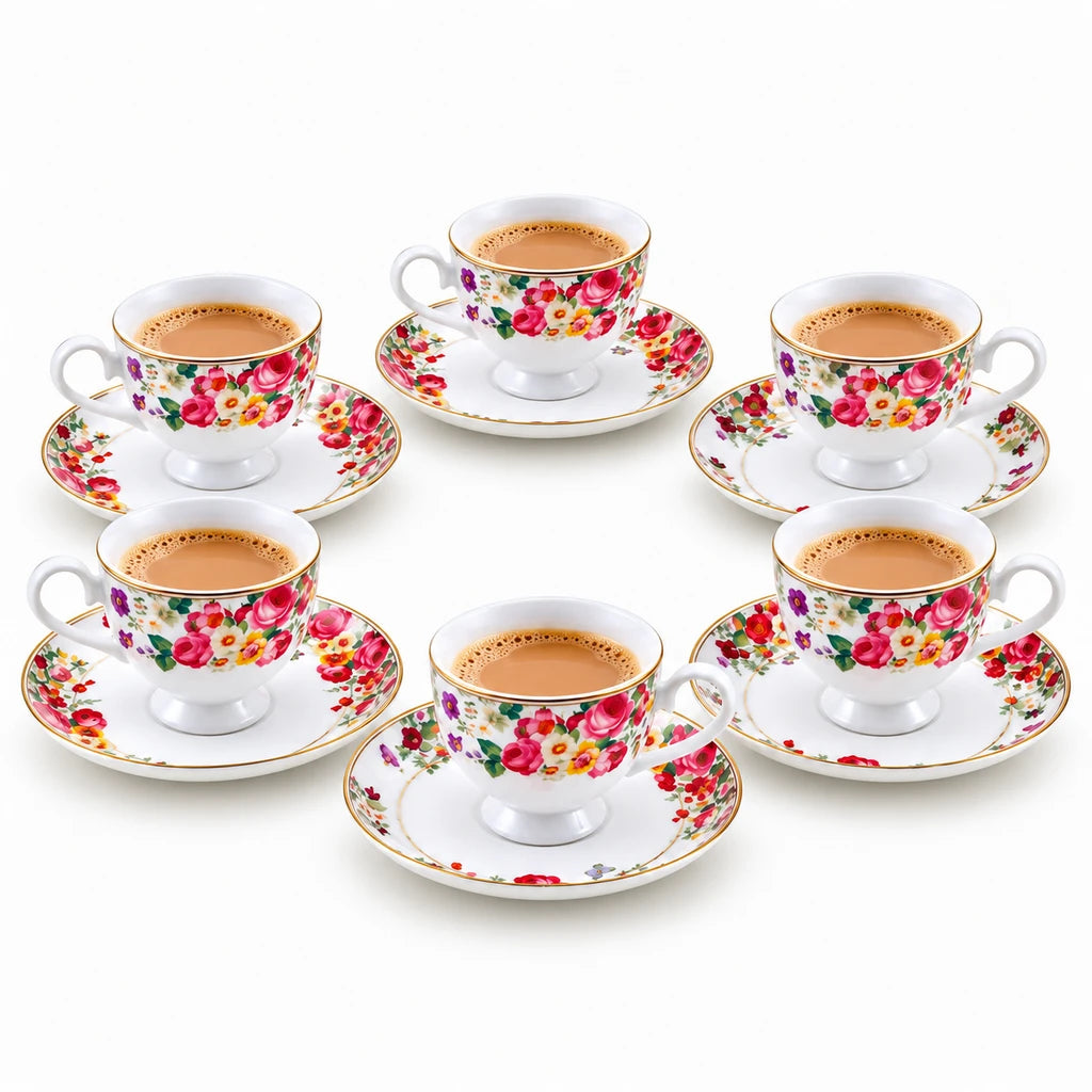 Royale 12-Piece Cup and Saucer Set | English Garden Floral