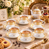 Royale 12-Piece Cup and Saucer Set | White & Gold Classic