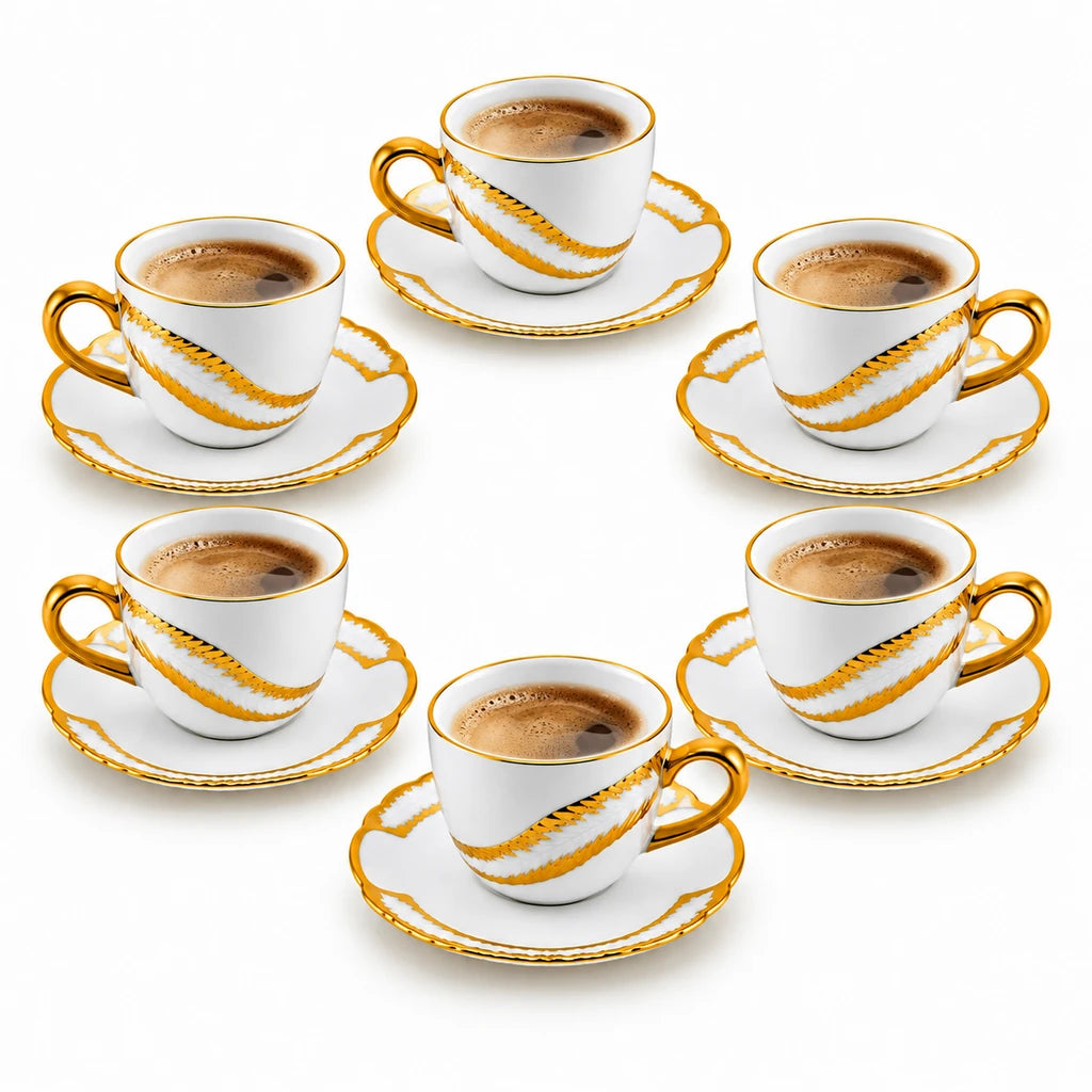Royal 12-Piece Cup and Saucer Set | Golden Feather