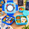 IQIX 1100 ML Kids Lunch Box | 3-Compartment | Sky-Blue | Construction Print