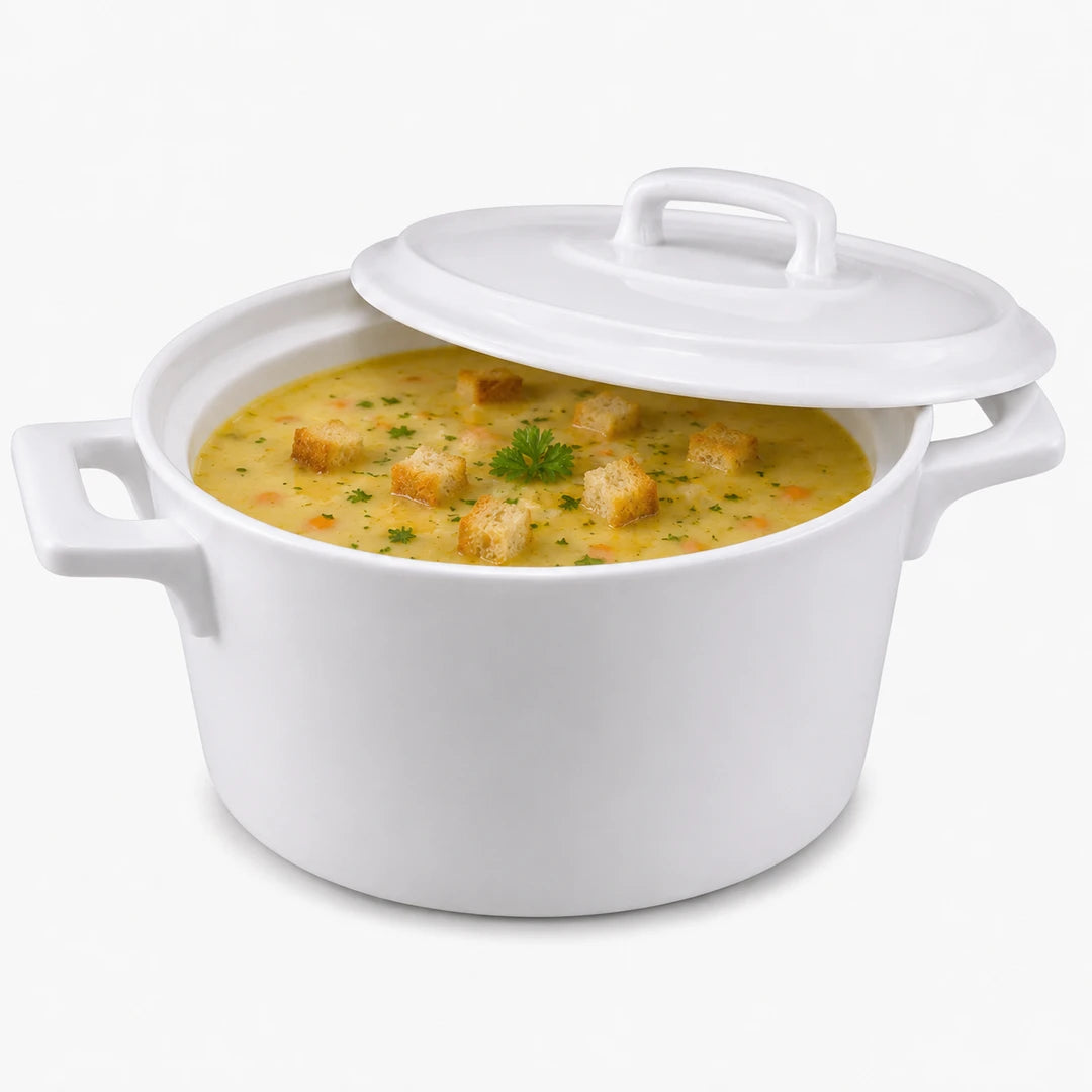 Danny Home Ceramic Oval Serving Bowl | White | 2-Liter