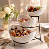 Brilliant Ceramic Serving Bowl Stand | White Bowls & Black Metal Stand | 3-Tier