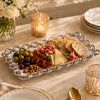 Brilliant Ceramic Rectangular Mirrored Serving Tray | White And Silver | 12x6 Inch