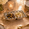 Brilliant Rectangular Ceramic Serving Tray | White And Silver | 2-Portion, 8.75 Inch