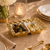 Brilliant Ceramic Rectangular Serving Tray | White And Gold | 2-Portion, 8.75 Inch