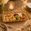 Brilliant Ceramic Rectangular Mirrored Serving Tray | White And Gold | 12 * 6 Inch