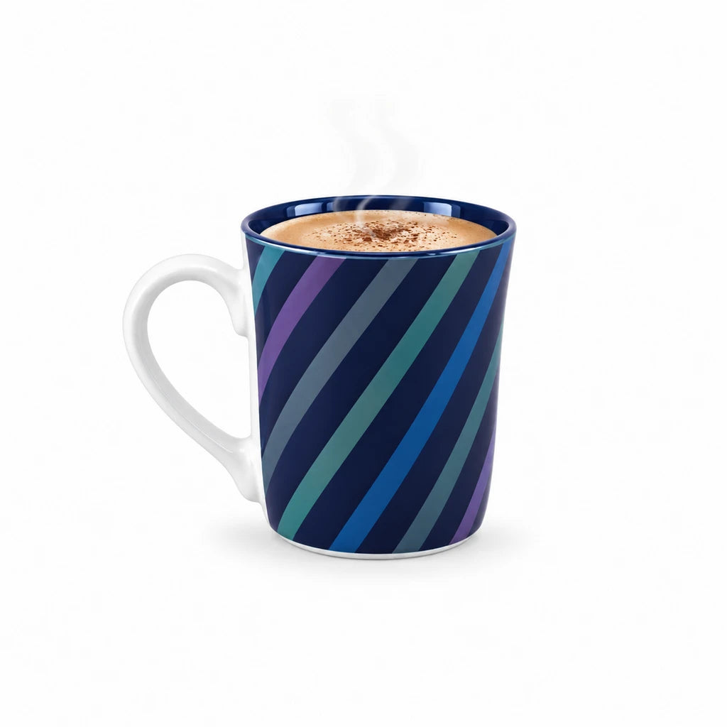 Heritage Porcelain Mug 250ml | Tall Cone Shape | Diagonal Stripe
