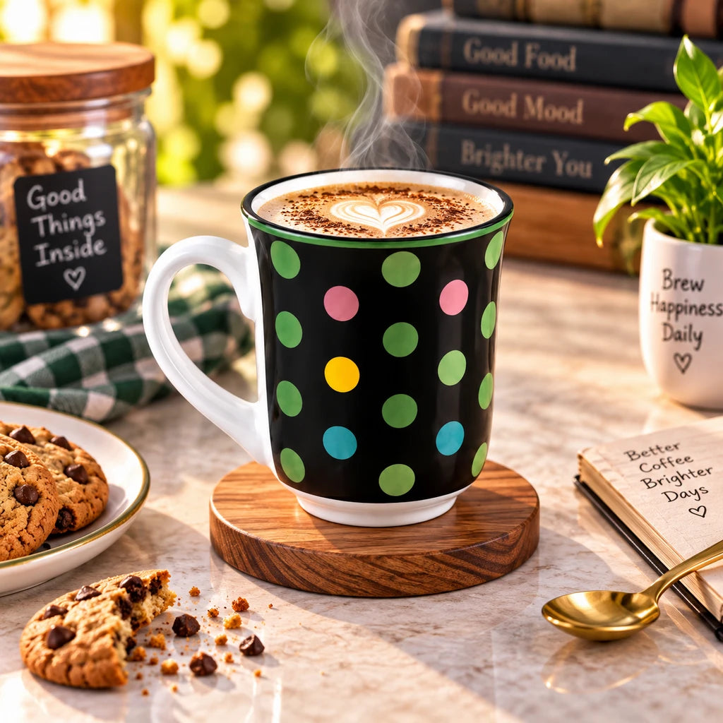 Heritage Porcelain Mug 250 ML | Big Polka Dot | Green