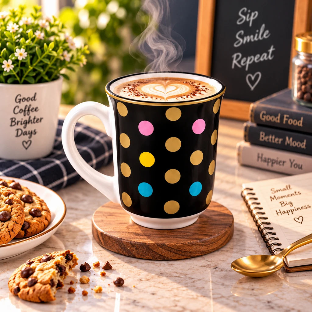 Heritage Porcelain Mug 250 ML | Big Polka Dot | Beige