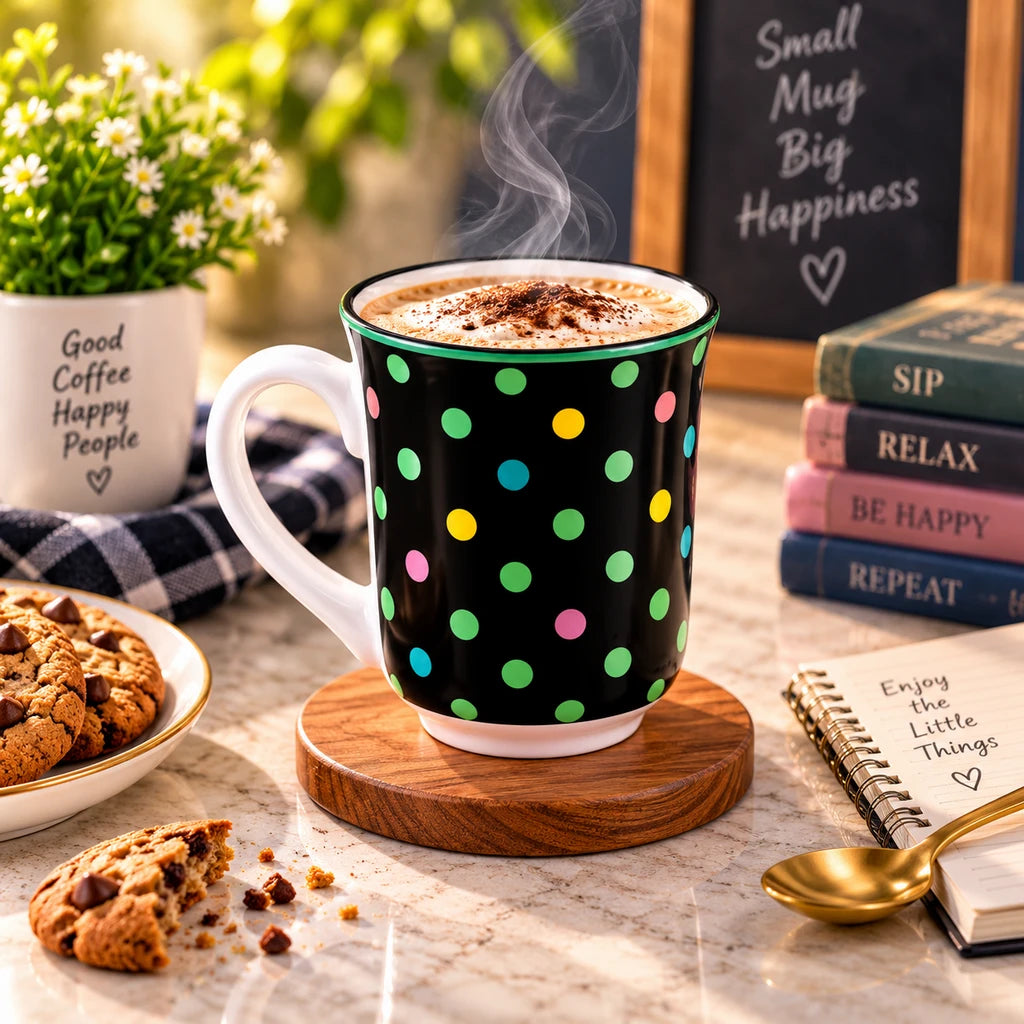 Heritage Porcelain Mug 250 ML | Small Polka Dot | Green