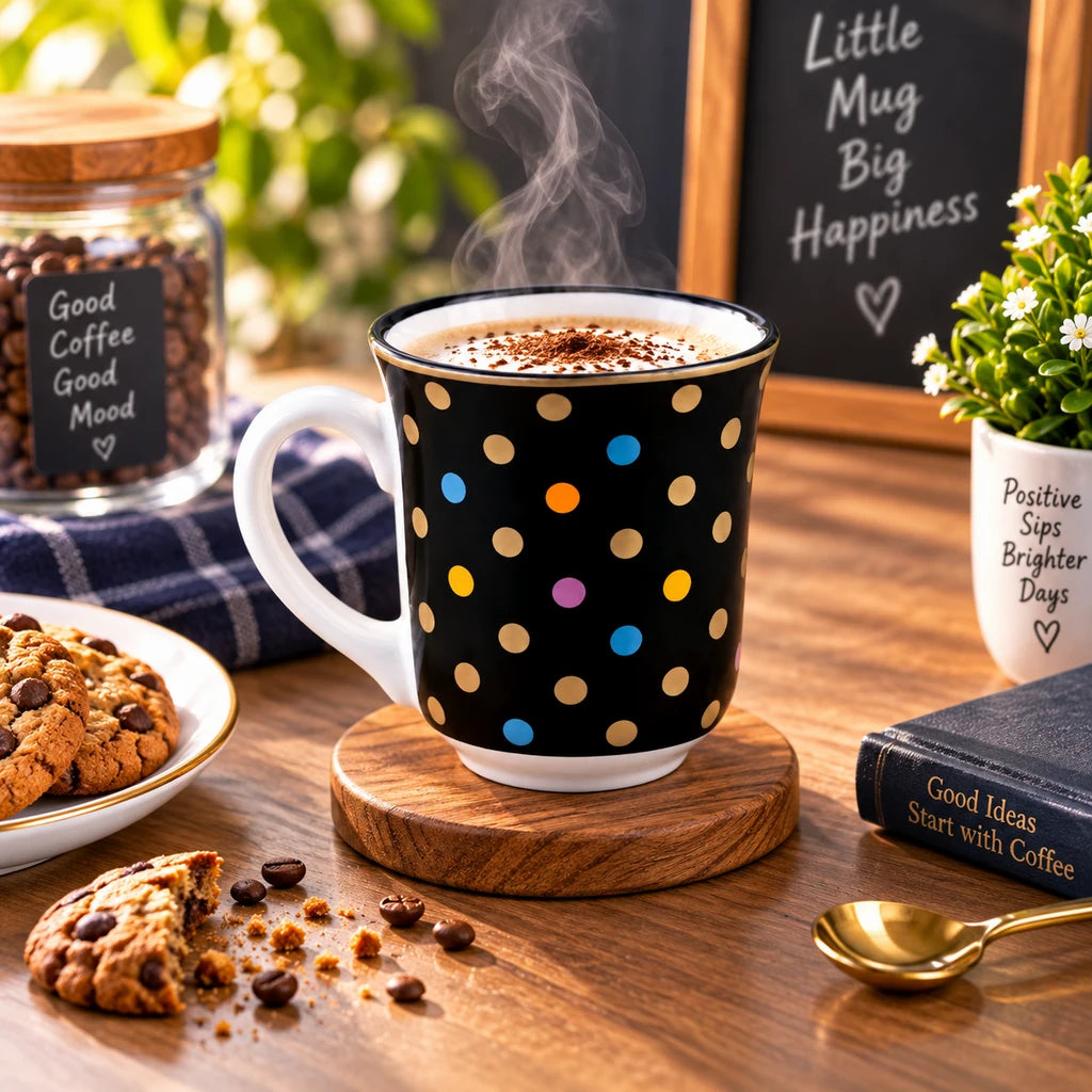 Heritage Porcelain Mug 250 ML | Small Polka Dot | Beige