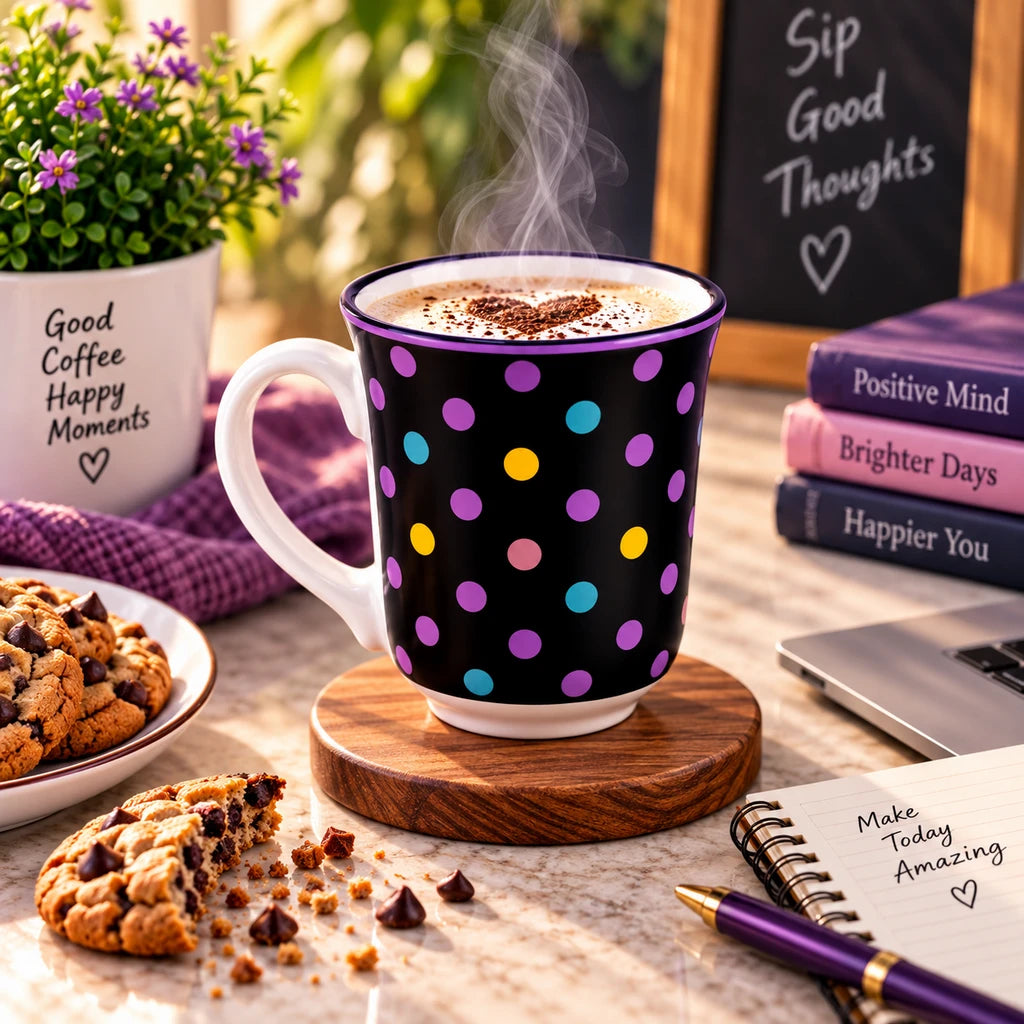 Heritage Porcelain Mug 250 ML | Small Polka Dot | Purple