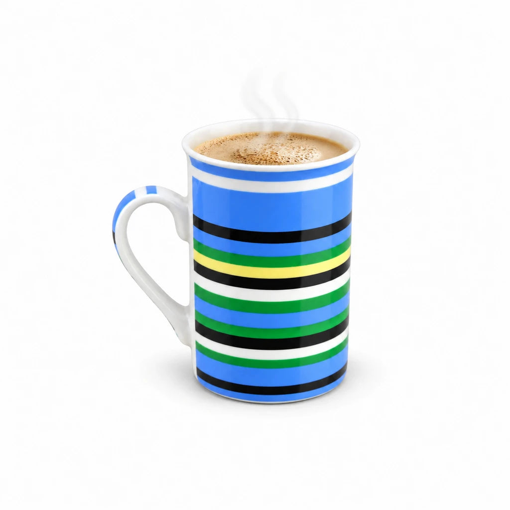 Heritage Porcelain Mug 350 ML | Horizontal Small Stripes | Blue