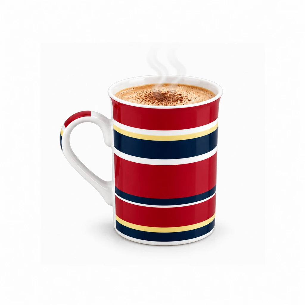 Heritage Porcelain Mug 350 mL | Horizontal Large Stripes | Red