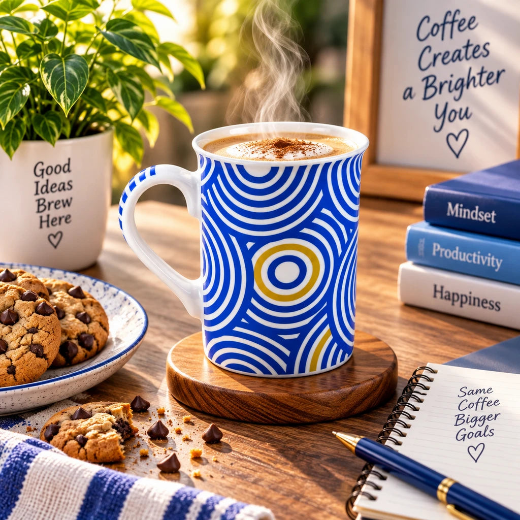 Heritage Porcelain 350 ML Mug | Concentric Circle Pattern | Blue