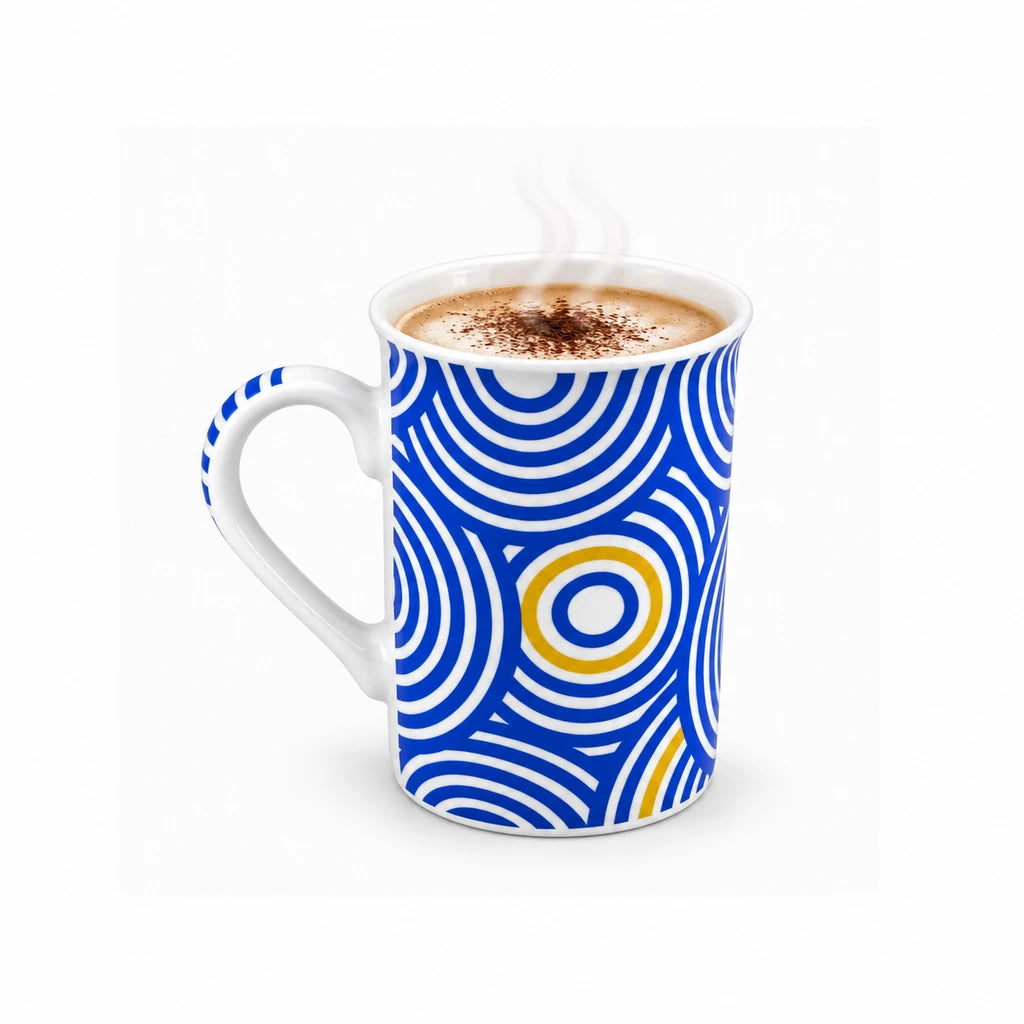 Heritage Porcelain 350 ML Mug | Concentric Circle Pattern | Blue