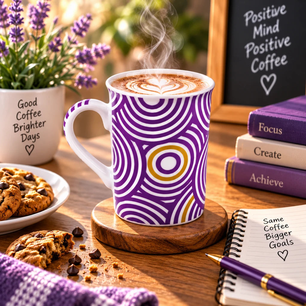 Heritage Porcelain 350 ML Mug | Concentric Circle Pattern | Purple
