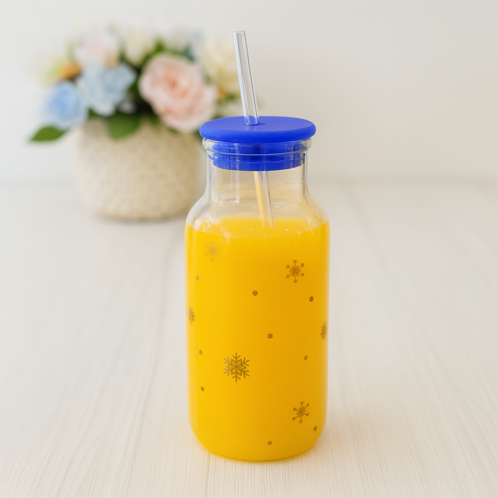 Glass Mason Drink Jar With Silicon Lid 320 ML