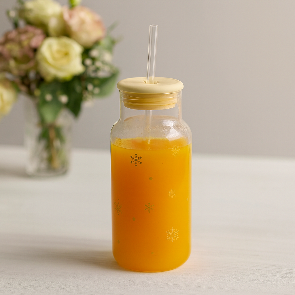 Glass Mason Drink Jar With Silicon Lid 320 ML