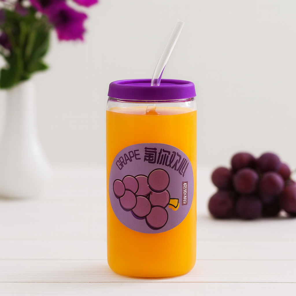 Glass Mason Drink Jar With Silicon Lid 310 ML