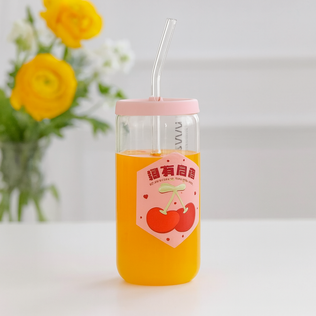 Glass Mason Drink Jar With Silicon Lid 310 ML