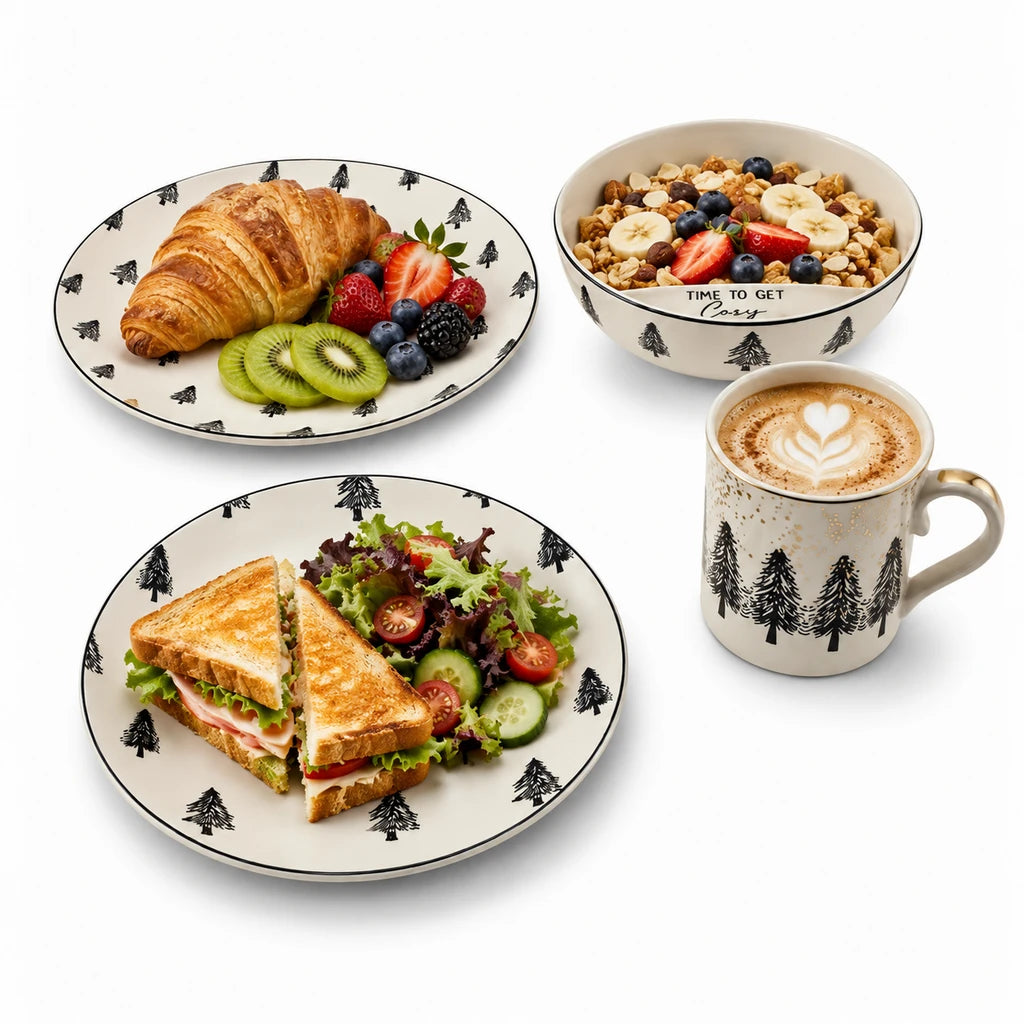 Danny Home 24-Piece Ceramic Dinner Set – Nordic Pine