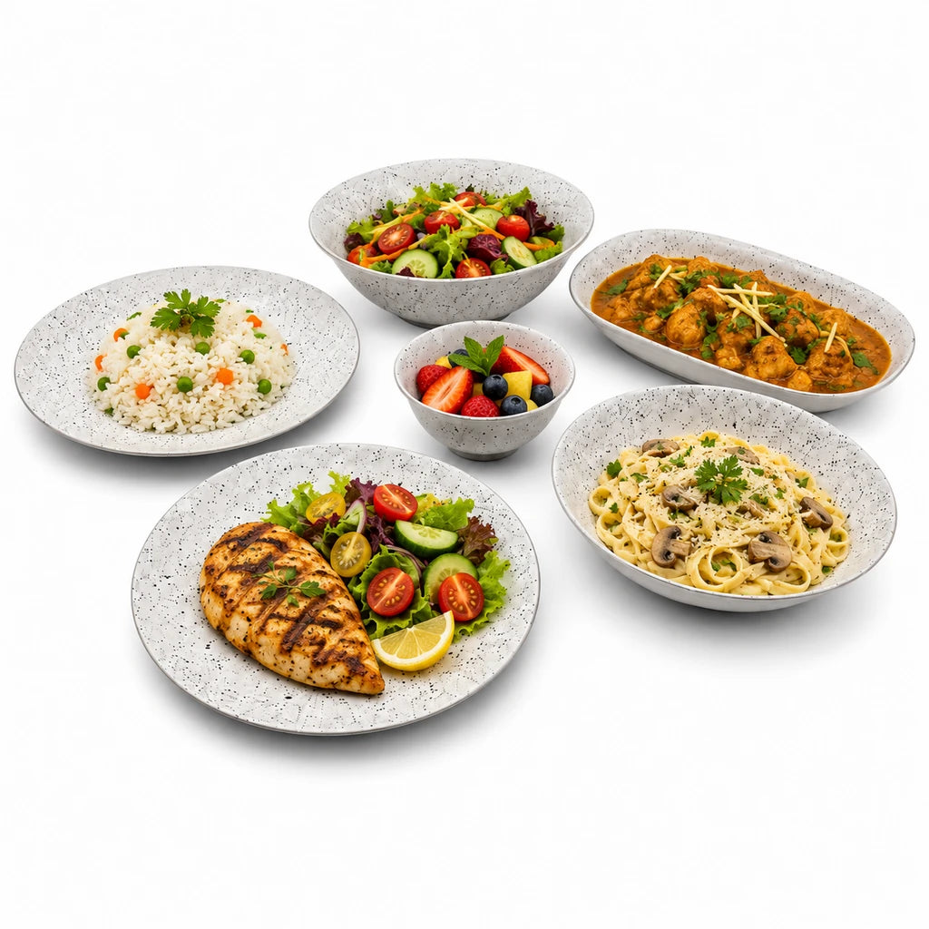 Danny Home 28-Piece Ceramic Dinner Set – Scandinavian Speckle
