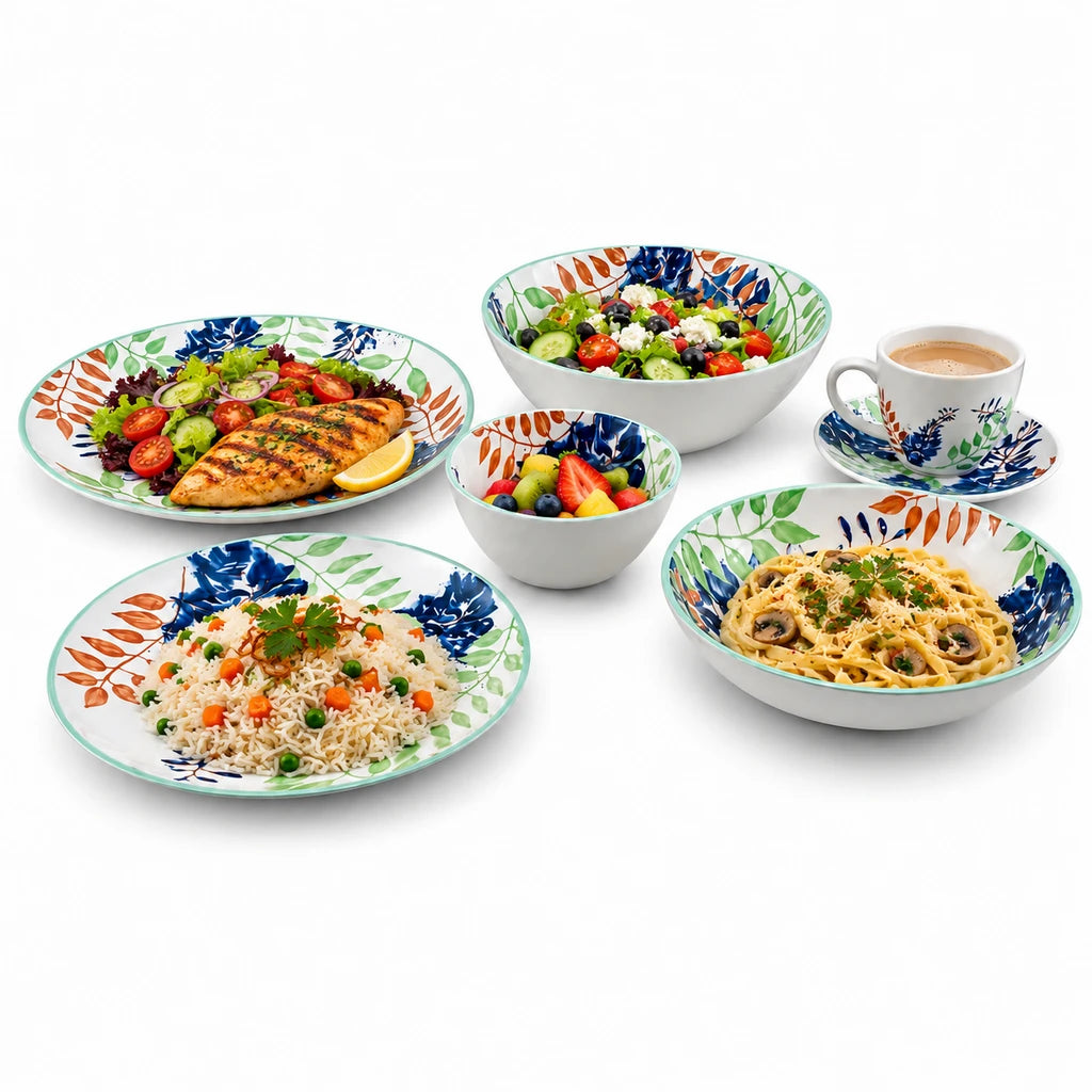 Danny Home 38-Piece Ceramic Dinner Set – Indigo Floral