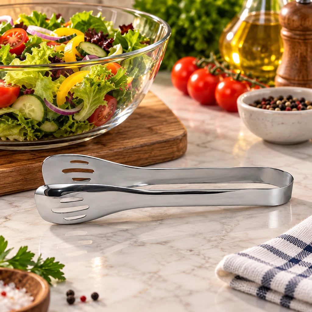Blaze Scalloped-Edge Stainless Steel Kitchen Tong - 9 Inch