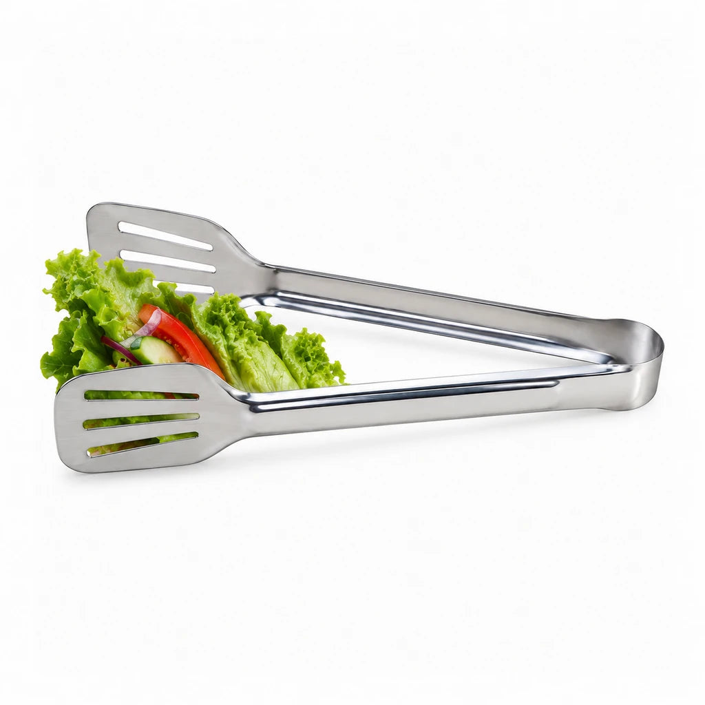 Blaze Rounded Triple-Slot Paddle Stainless Steel Loop Tong – 9 Inch