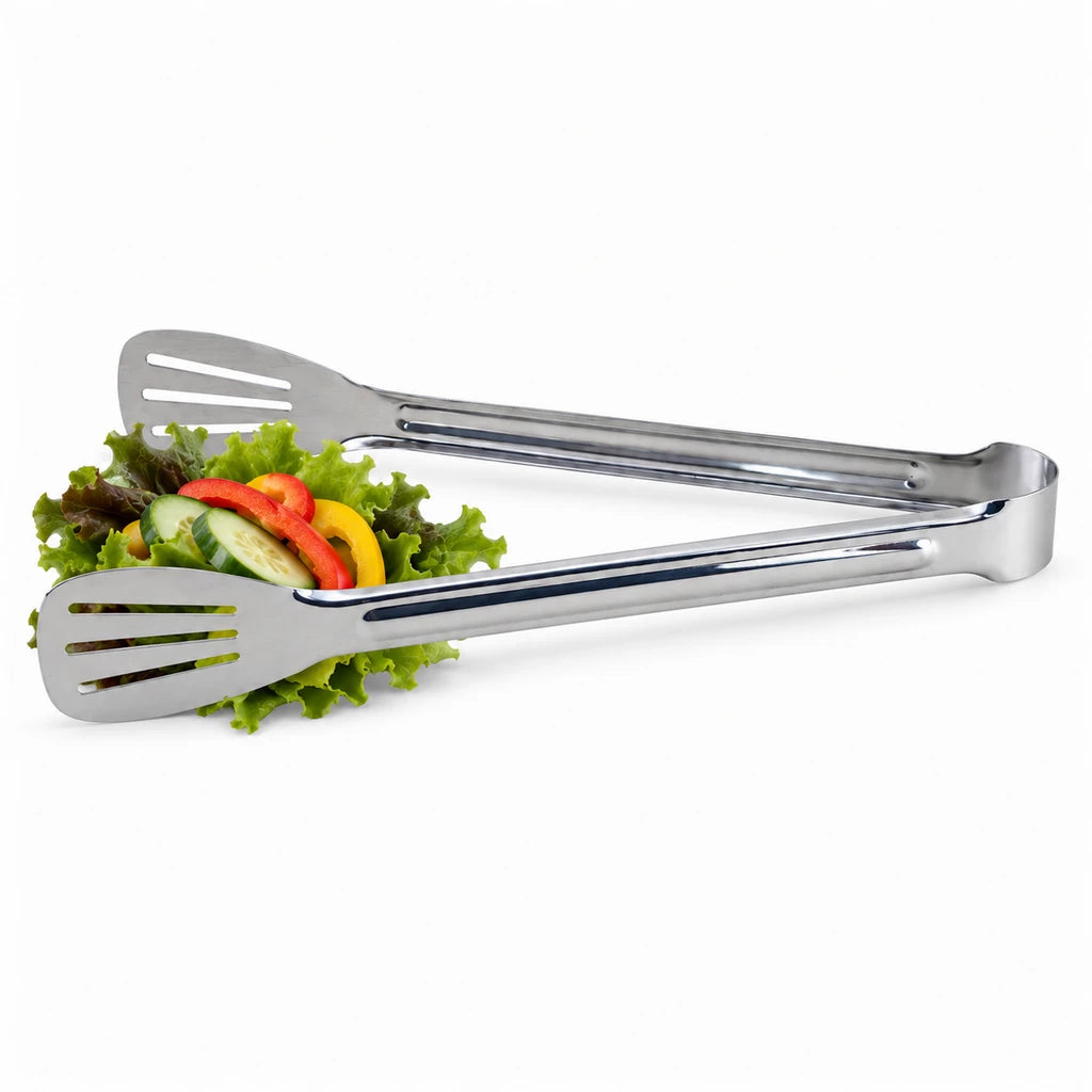 Blaze Triple-Slot Tapered Paddle Stainless Steel Loop Tong – 11 Inch